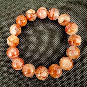 Fire Quartz Crystal Bracelet. 12mm. Medium wrist.